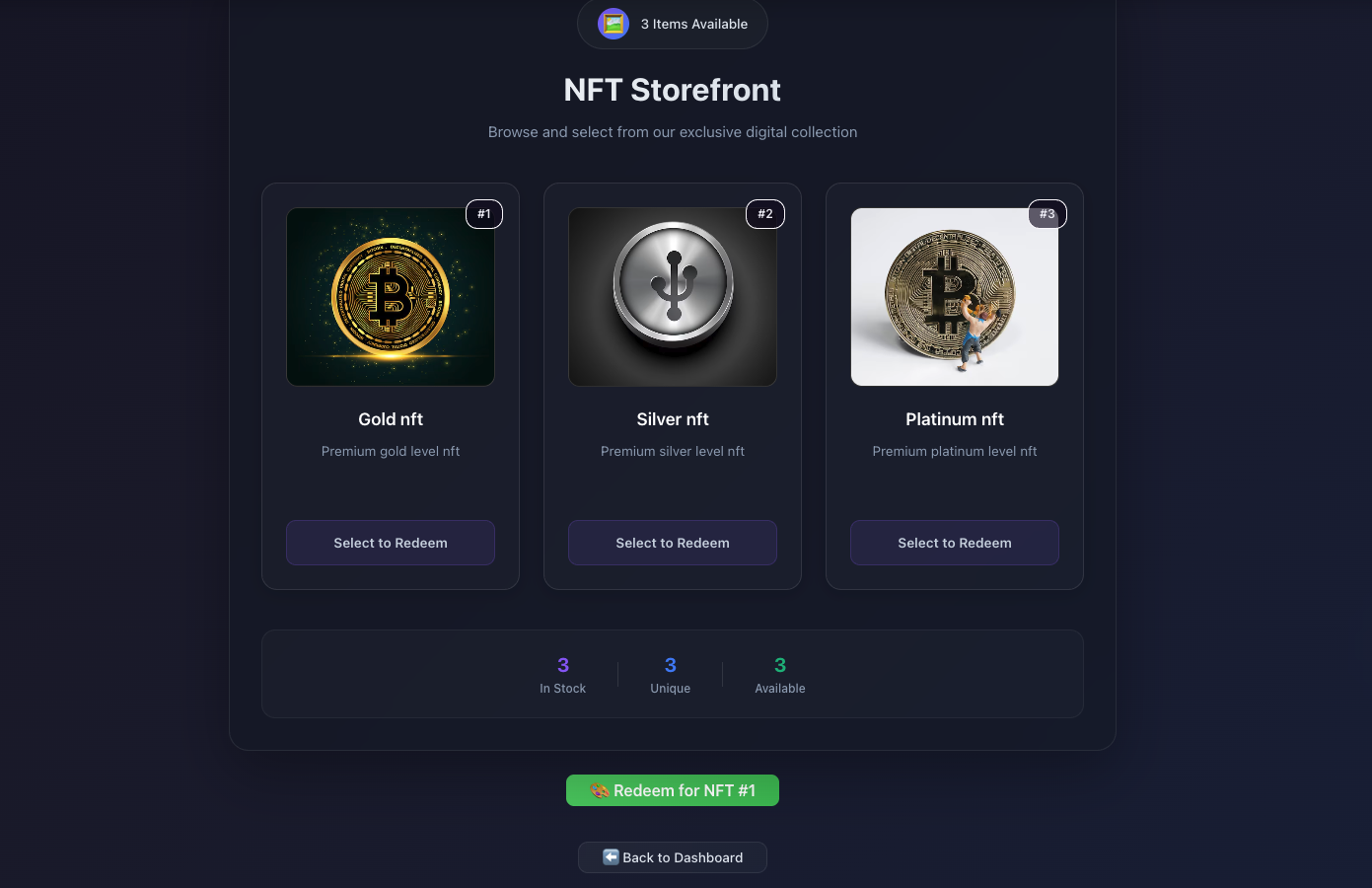 Redeem Interface
